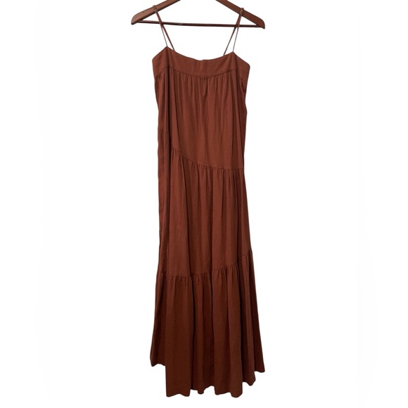 Abercrombie & Fitch Rust Adobe Linen Blend Tiered Maxi Dress Size XS - Picture 4 of 14